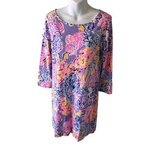 Lilly Pulitzer Marlowe dress size M So Snappy Turtle Lilac Verbena 3/4 Sleeve